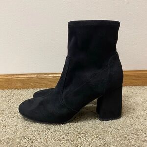 Nine West black suede heels ankle booties